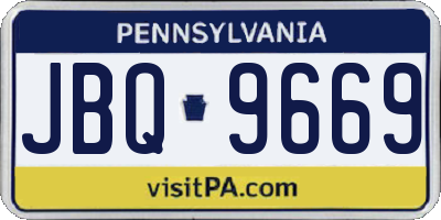 PA license plate JBQ9669