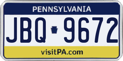 PA license plate JBQ9672
