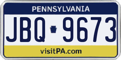 PA license plate JBQ9673