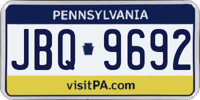 PA license plate JBQ9692