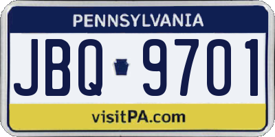 PA license plate JBQ9701