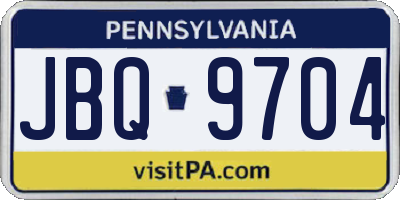 PA license plate JBQ9704