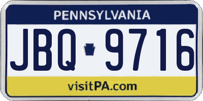 PA license plate JBQ9716