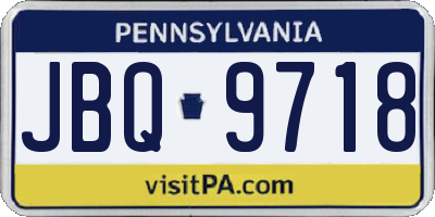 PA license plate JBQ9718