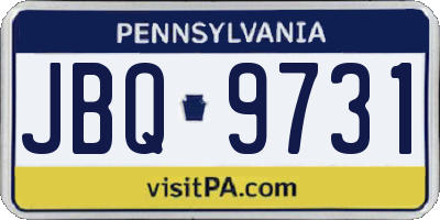 PA license plate JBQ9731