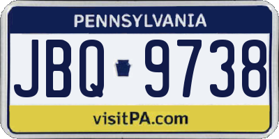 PA license plate JBQ9738