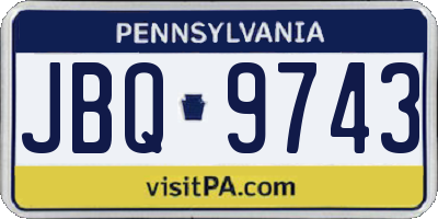 PA license plate JBQ9743