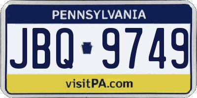 PA license plate JBQ9749