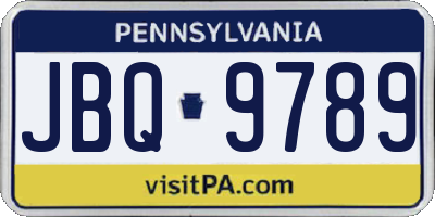 PA license plate JBQ9789