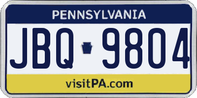 PA license plate JBQ9804