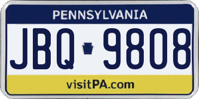 PA license plate JBQ9808