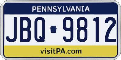 PA license plate JBQ9812
