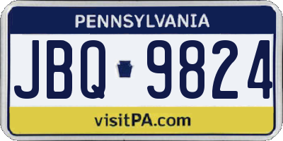 PA license plate JBQ9824