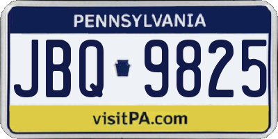 PA license plate JBQ9825