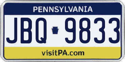 PA license plate JBQ9833