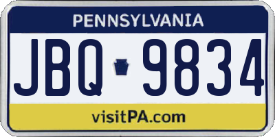PA license plate JBQ9834