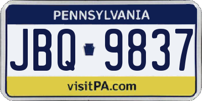PA license plate JBQ9837
