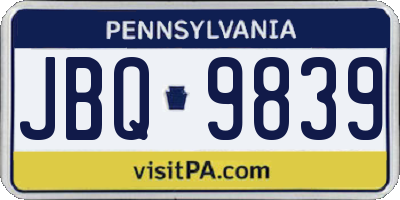 PA license plate JBQ9839