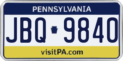 PA license plate JBQ9840