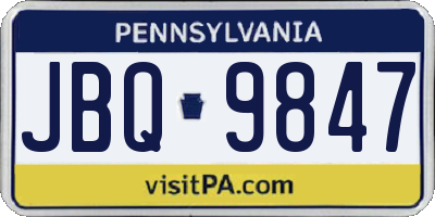 PA license plate JBQ9847