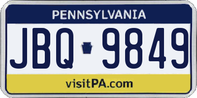 PA license plate JBQ9849