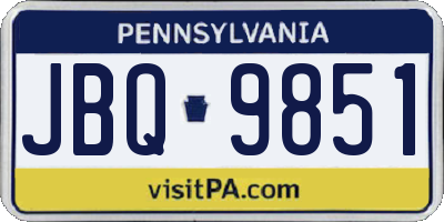 PA license plate JBQ9851