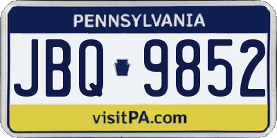 PA license plate JBQ9852