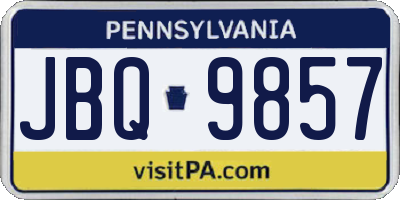 PA license plate JBQ9857