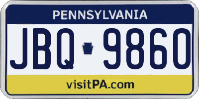 PA license plate JBQ9860
