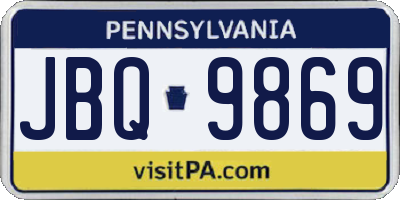 PA license plate JBQ9869