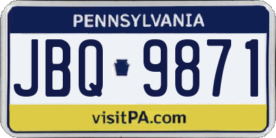 PA license plate JBQ9871