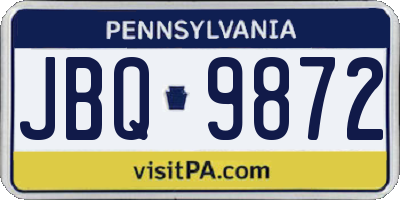 PA license plate JBQ9872
