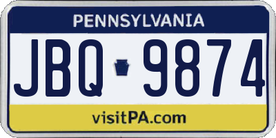 PA license plate JBQ9874
