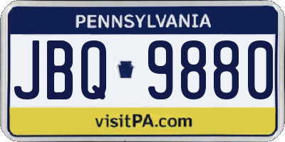 PA license plate JBQ9880