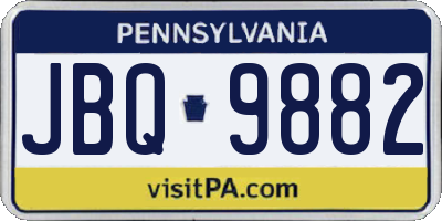 PA license plate JBQ9882