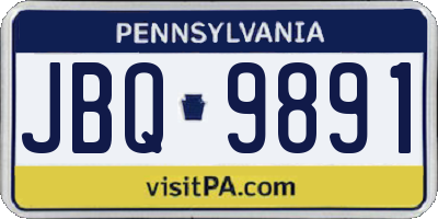 PA license plate JBQ9891