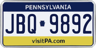 PA license plate JBQ9892