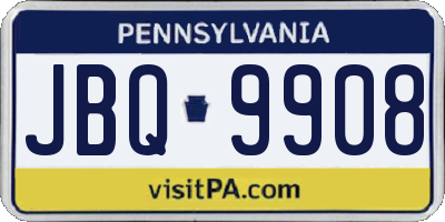 PA license plate JBQ9908