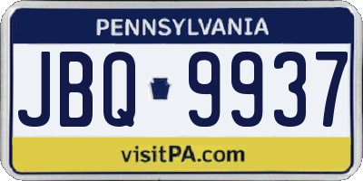 PA license plate JBQ9937