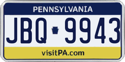 PA license plate JBQ9943