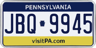 PA license plate JBQ9945