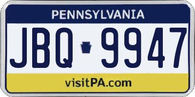 PA license plate JBQ9947