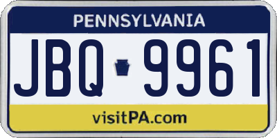 PA license plate JBQ9961