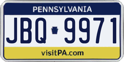 PA license plate JBQ9971
