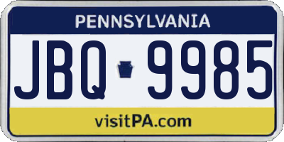 PA license plate JBQ9985