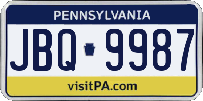 PA license plate JBQ9987