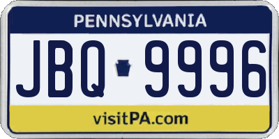PA license plate JBQ9996