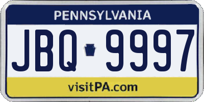 PA license plate JBQ9997