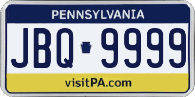 PA license plate JBQ9999