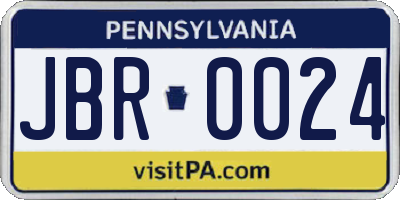 PA license plate JBR0024